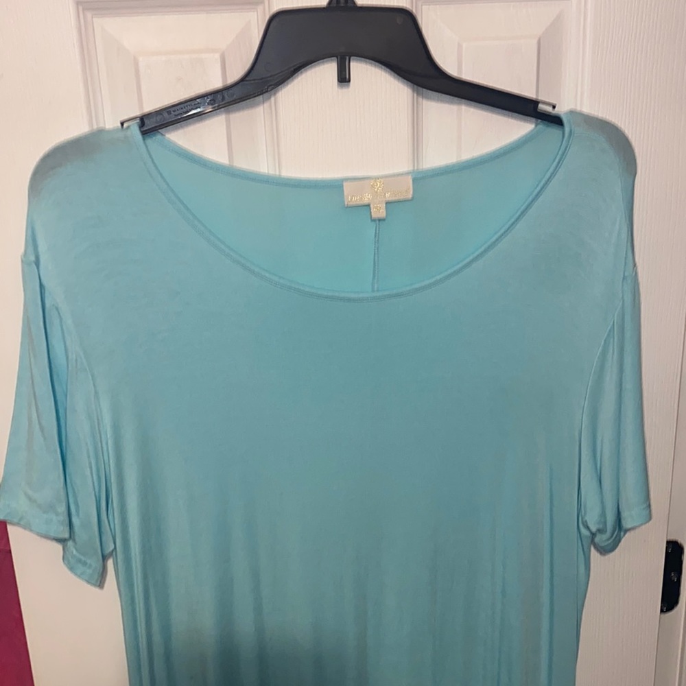 XXL Aqua Blue Simply Southern Dress. Ties at Bottom.